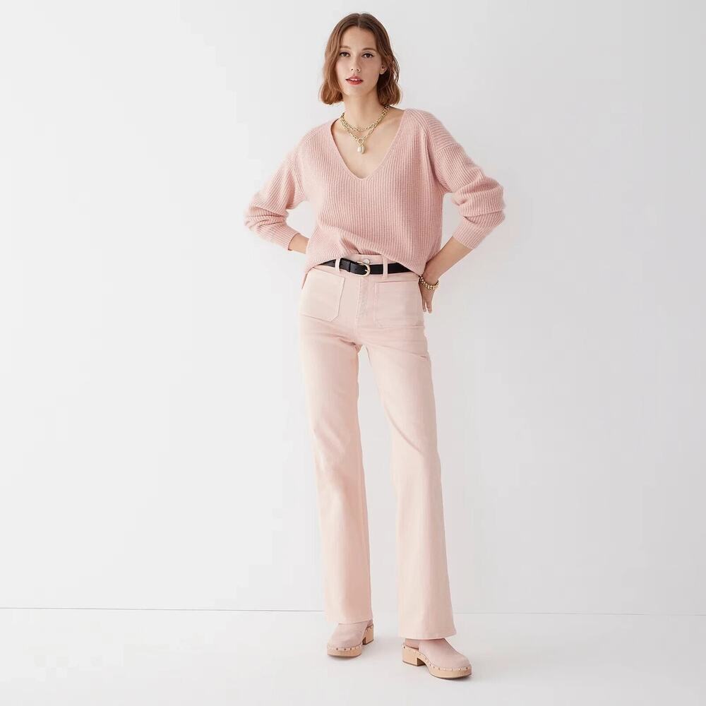 J. CREW Light Pink High-rise Full-Length Garment-Dyed Flare Jean Sz 29
